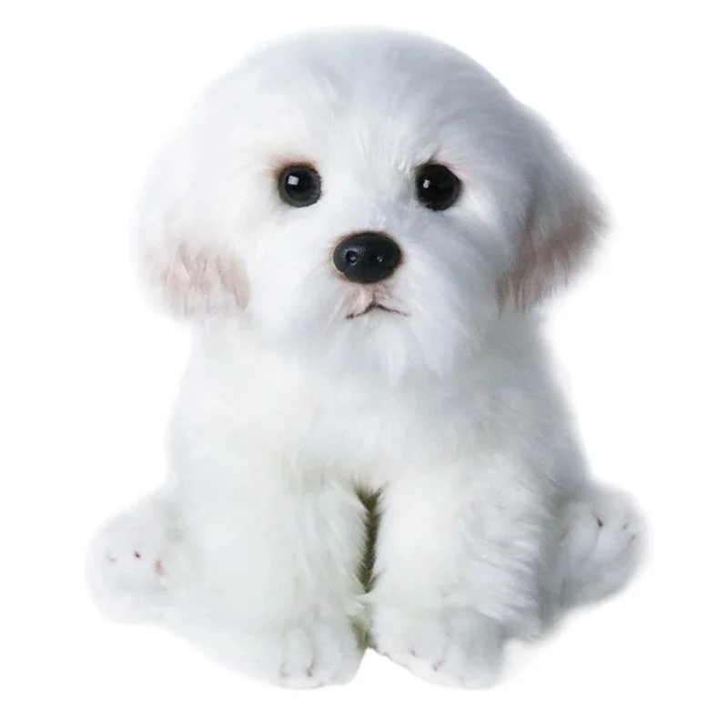 Factory Price 26cm Realistic Plush White Maltese Dog Stuffed Animal Puppy Dog Toys Soft Plush Pillow Birthday for Kids
