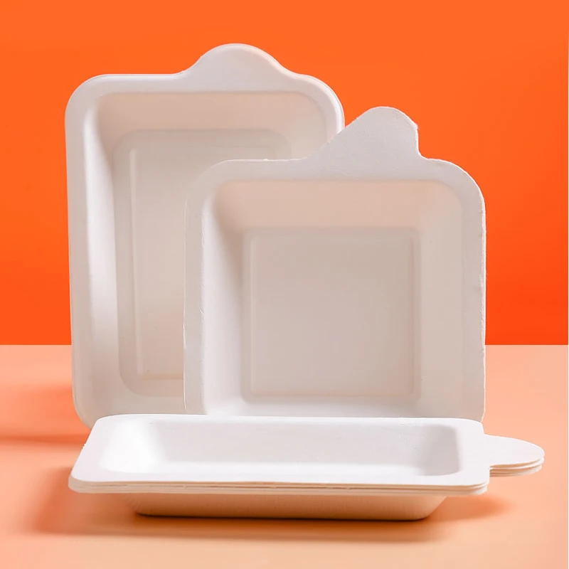 eco friendly Compostable Bagasse Tray paper plate for cake  100% disposable paper cake tray dessert tray