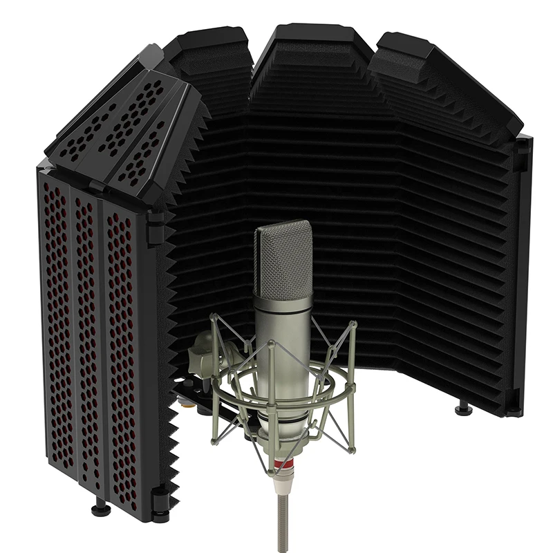 Newest hot selling factory 5 doors windscreen studio microphone mic isolation shield