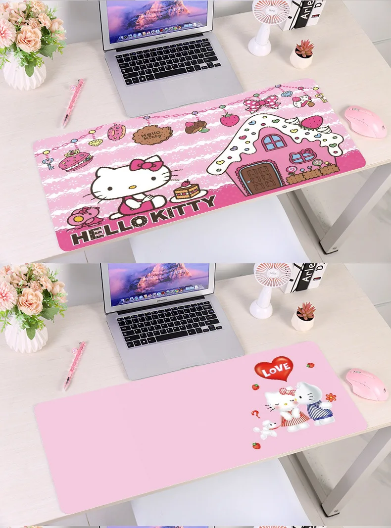 300*800*3mm Hello Kitty Cat Xxl Gaming Mouse Pad Cute Mousepad Computer Accessories Laptop Gamer Pad