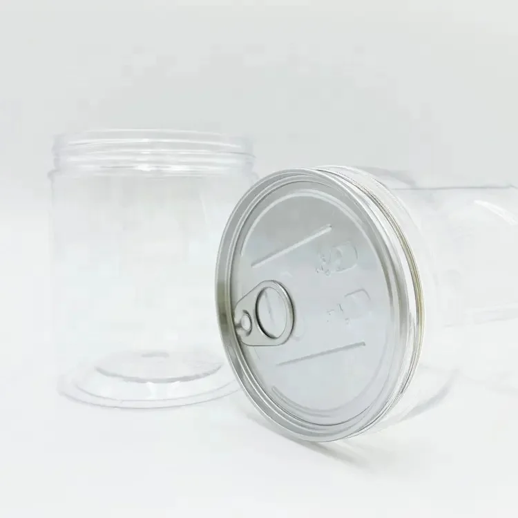 Custom Superior quality 300ml wholesale clear plastic wide mouth food jars with lids for canned food