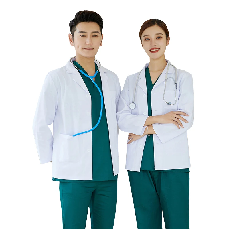 Best Seller Hospital Medical Doctor Nurse Suit Collar Lab Coat Uniform Custom OEM Logo Cotton Polyester Chemistry Lab Coat