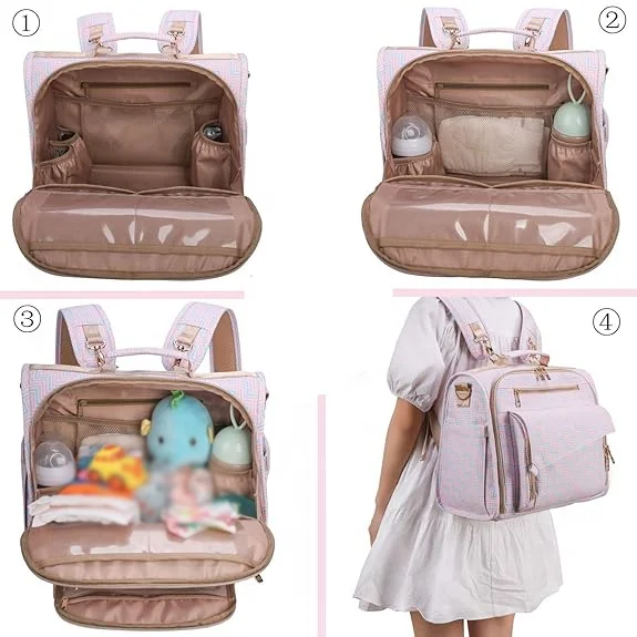 Diaper Bag Large Waterproof Large Backpack Mommy Bags Fashion Leather Diaper Bag