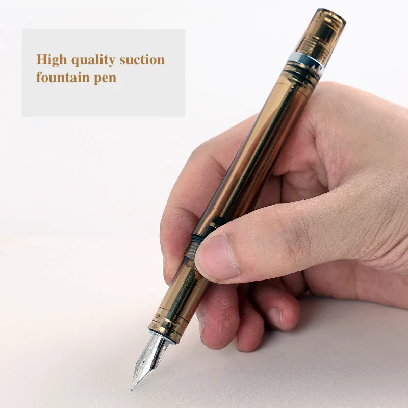 Top Selling New Design transparent suction fountain pen for stationery