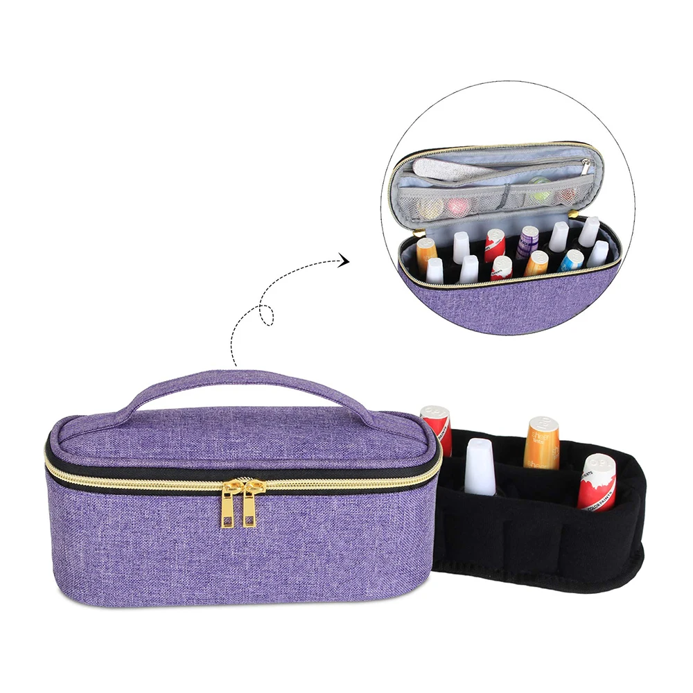 Travel Nail Varnish Holder Storage Case Bag Portable 12 Bottles Nail Polish Case Nail Polish Organizer Bag