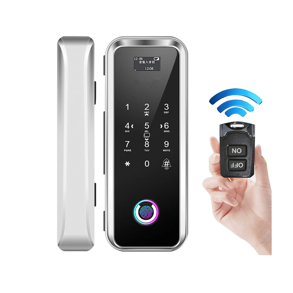 Remote Control Password Hotel Office Stainless Steel Latch Touchpad Smart Gate Glass Door Lock