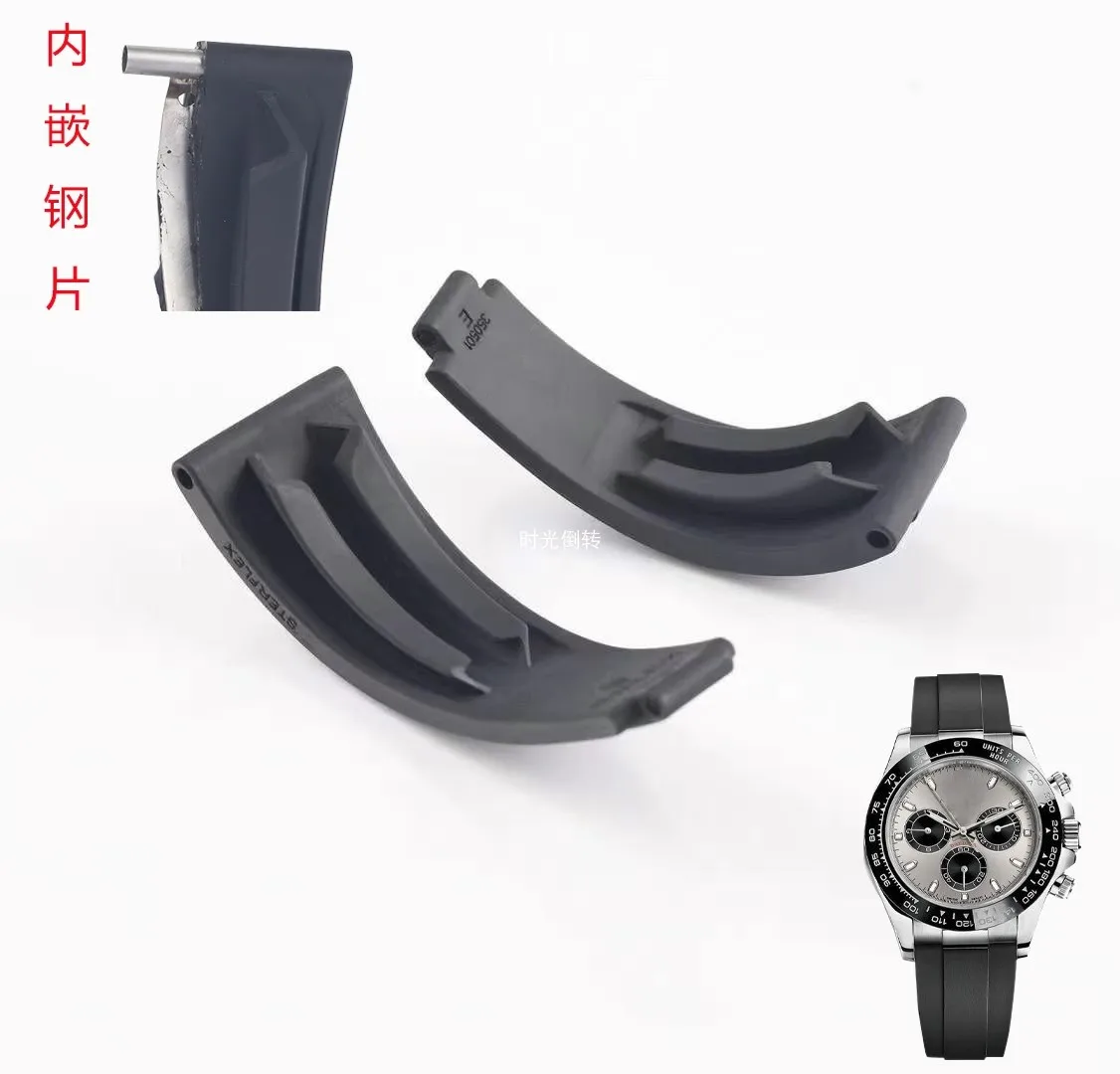 AAA 20 21mm Rubber Watch Band Fit For Role OYSTERFLEX Daytona GMT Yacht Master Strap Stainless Steel Clasp Bracelet