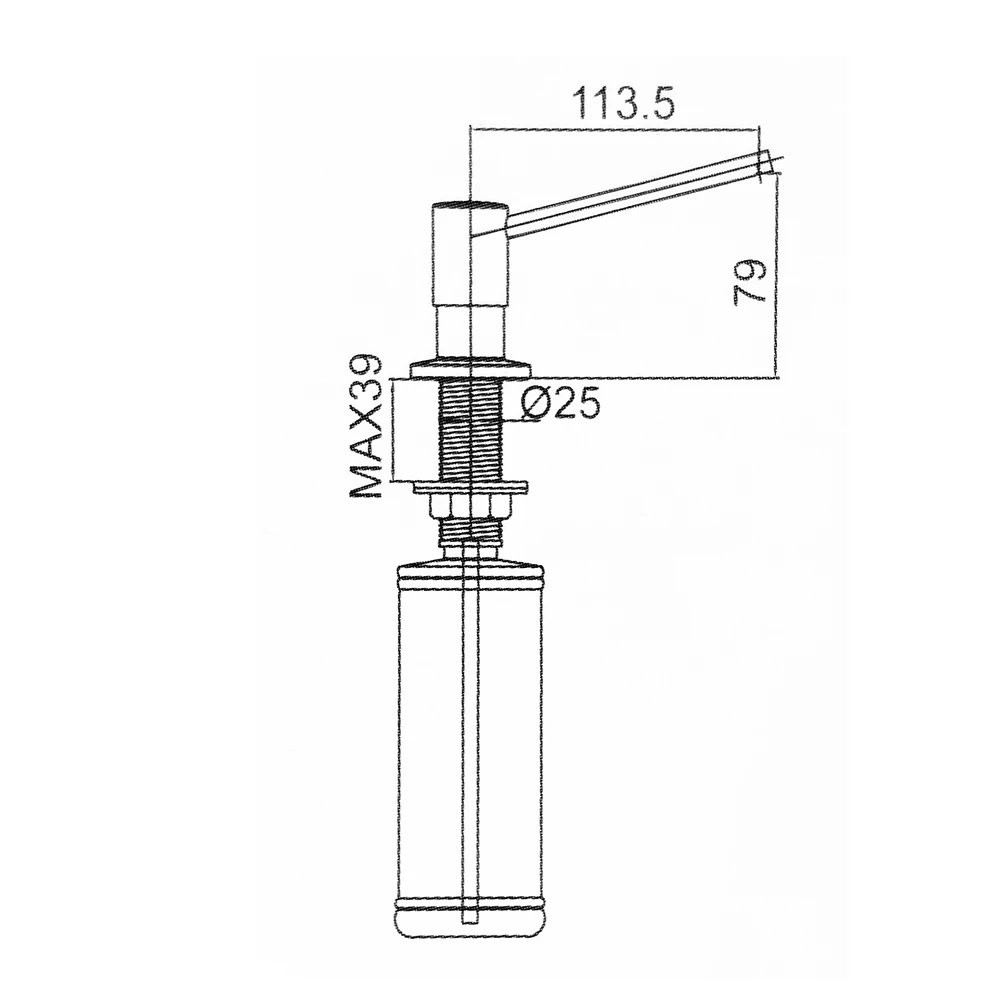 Hot Sale Silver Black Gold Brass Deck Mounted Under Counter Built-in Liquid Hand Sink Soap Dispenser For Kitchen Soap-Dispensers