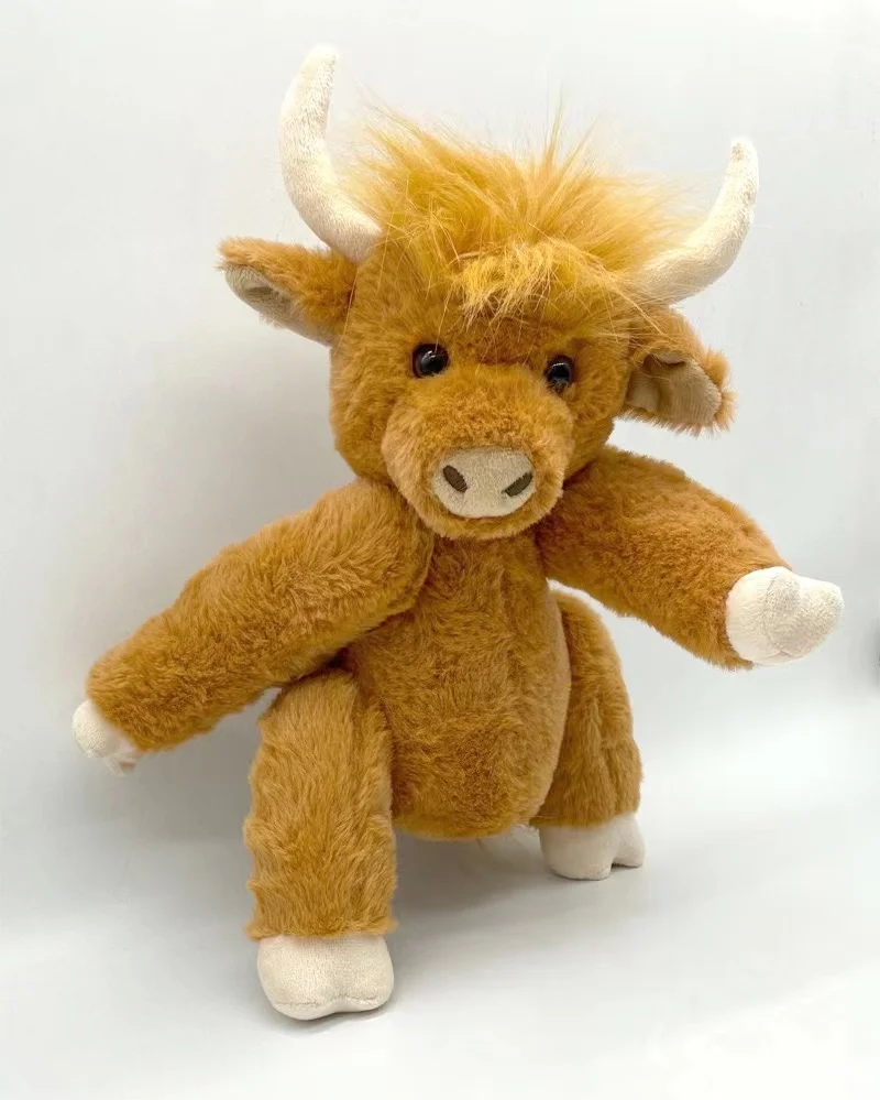 Simulation Highland Cow Plush Toys Scottish Highland Cattle Joint Activity Doll Long Hair Vocal Yak Plush Highland Cow Toys