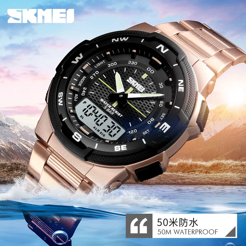 Jam Tangan Murah Hot Product Rose Gold Men Stainless Steel Watch Skmei 1370 Kol Saat