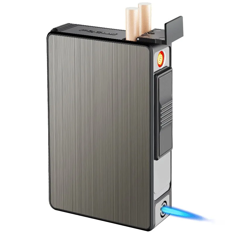 cigarette packaging box metal smoke box with lighter gas electric lighter with case