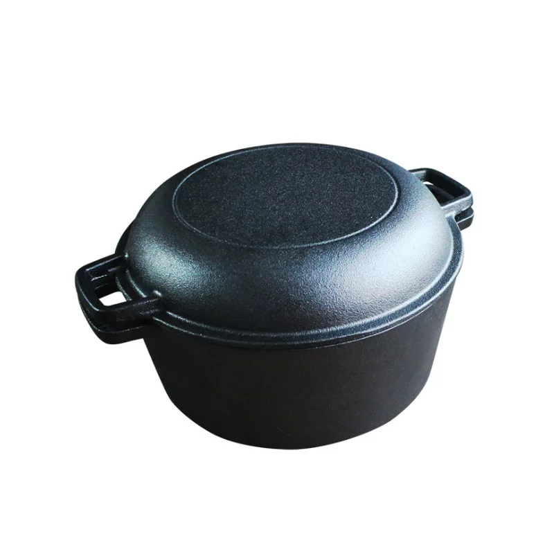 Outdoor Multi Function Cookware 2 In 1 Cast Iron Dutch Oven (1600510679676)
