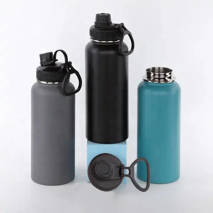 Double Wall Vacuum Insulated 18/8 Stainless Steel BPA Free Water Jug Outdoor Travel Sports Gym Water Bottle with Spout Lid