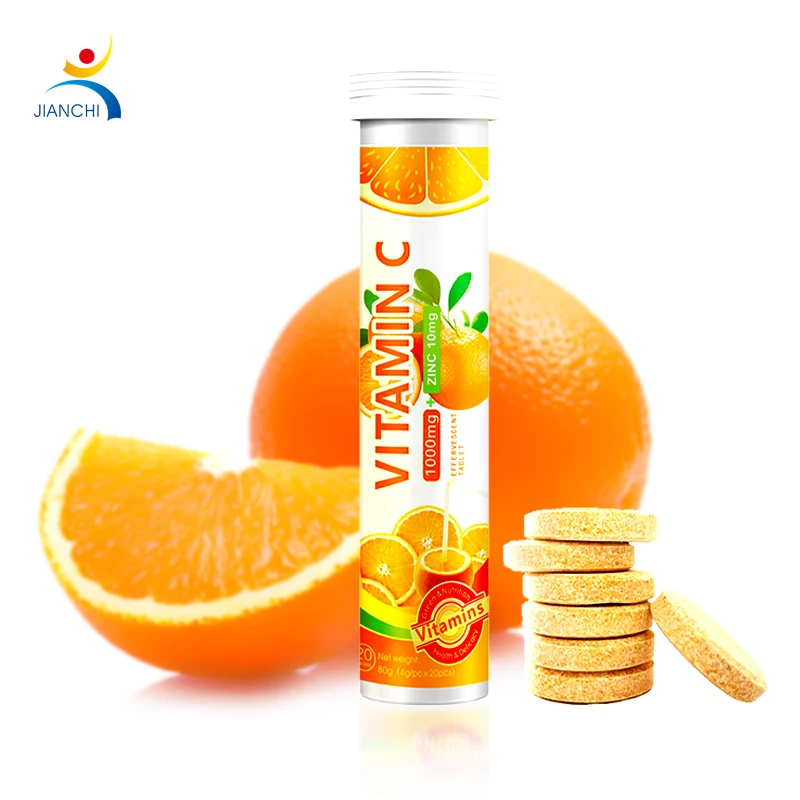 Natural Antioxidant Vitamin C 1000 mg  Effervescent Tablets  Delicious Orange Flavor