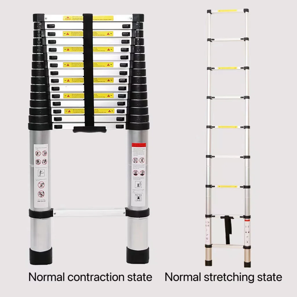 EN131 approved 3.8m foldable aluminum ladder portable bamboo joint ladder extendable household ladder