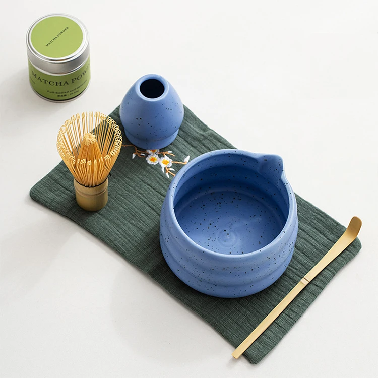 Wholesale Custom Logo Chawan Handmade Ceramic Matcha Bowl With Spout Matcha Kits Set