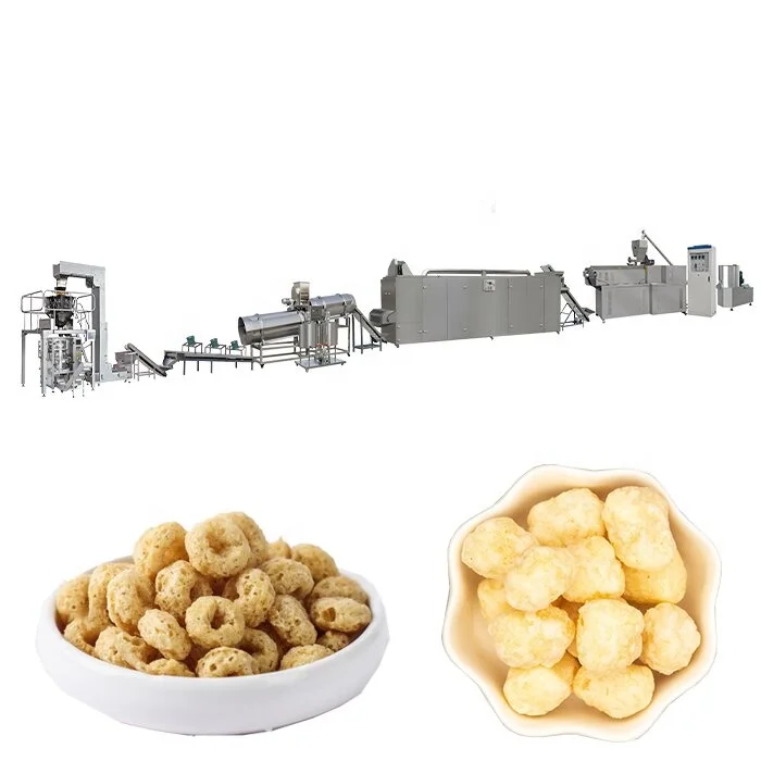 Puffed Rice Processing Equipment Ring Shape Corn Snack Food Extruder Machines