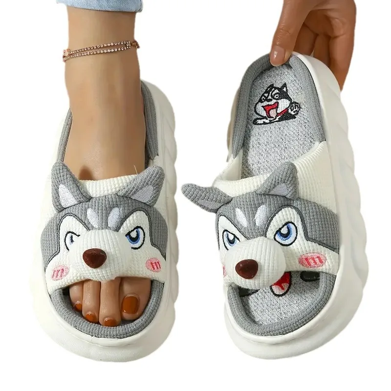 Wholesale New Fashion Slippers Thick Soles Comfortable Nonslip Wear Resistant Ladies  Dog Animal Slippers