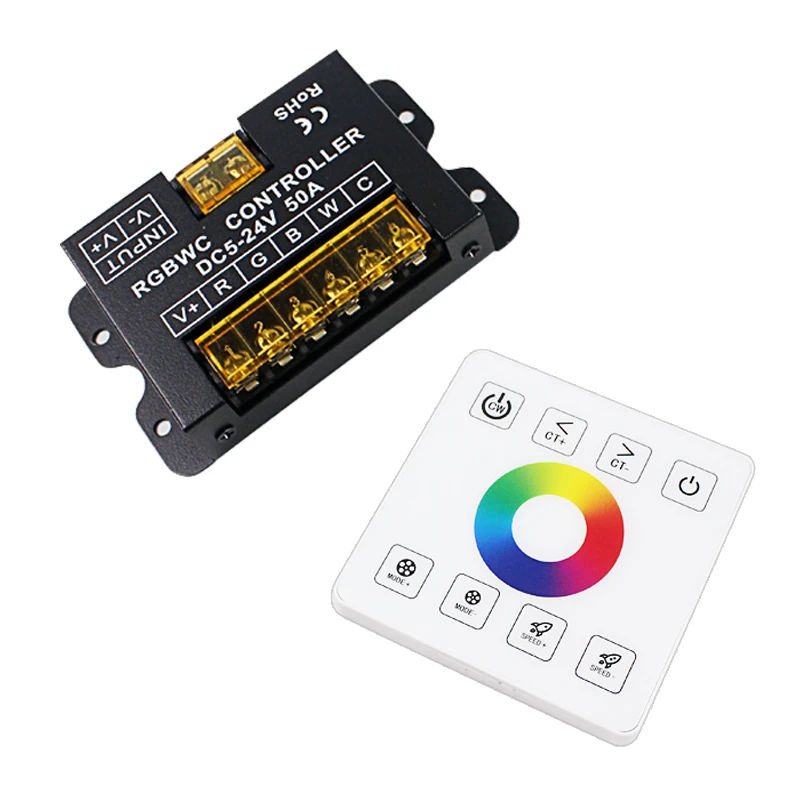 High Power 40A DC 5-24V Smart Touch Switch Panel Full Wireless RGB/RGBWC/RGBW LED Color Strip Controller Dimmers for LED Strip