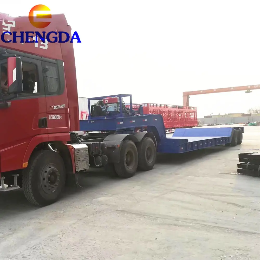 Heavy Duty 2 line 4 axles  80 -150 tons detachable lowbed low platform semi trailer for sale