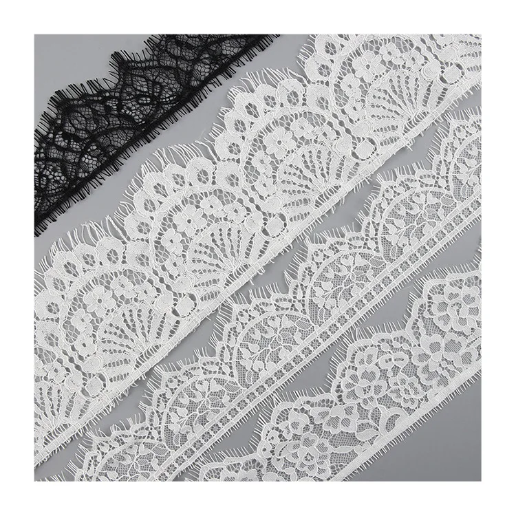 Stock Nylon Lace Trim Eyelash Lace Net For Sexy Lace Lingerie