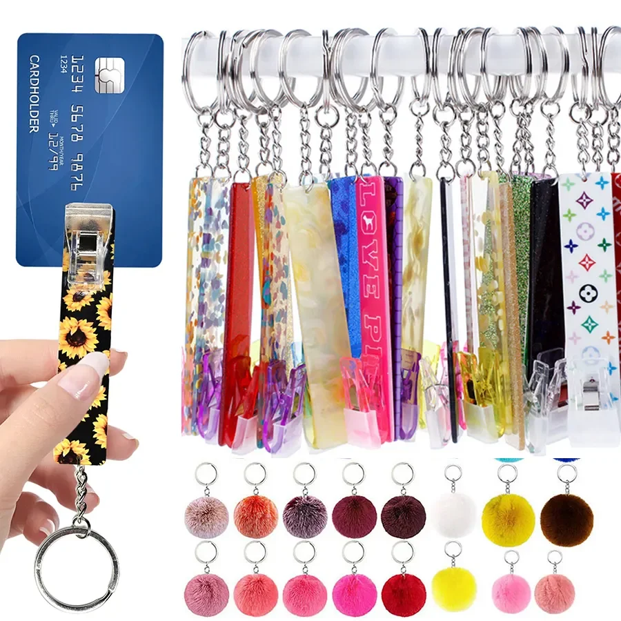 Acrylic Keychains Card Puller Keyring Credit Card Grabber for Long Nails clip with Custom logo or thickness of Butterfly Series