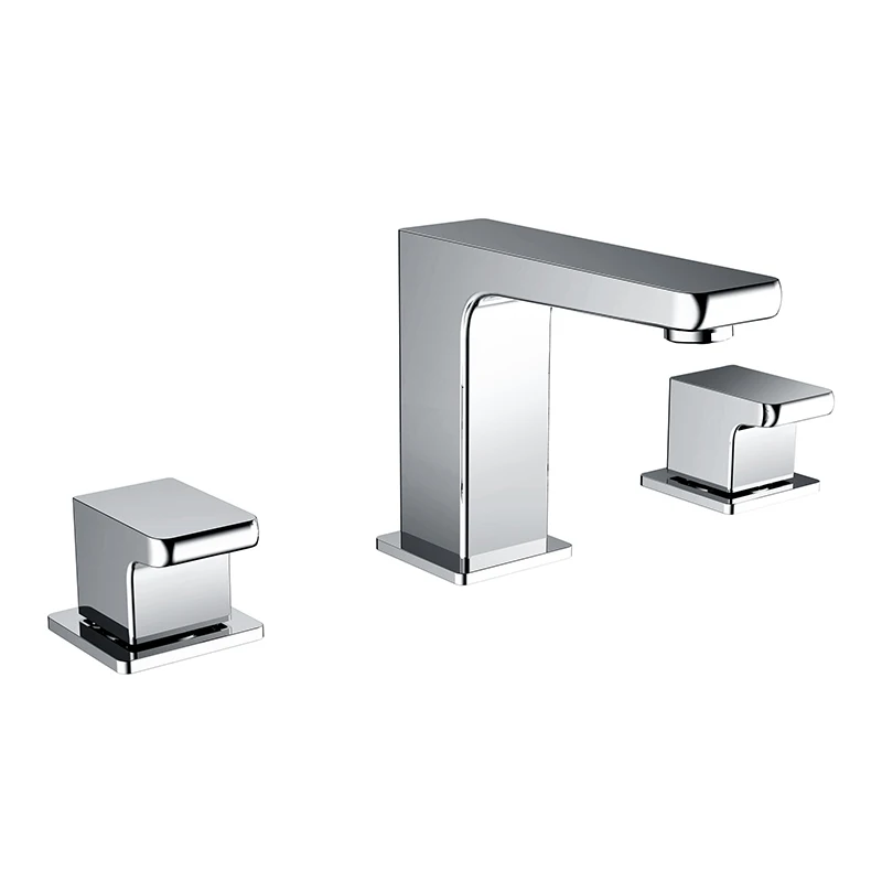 HIMARK New Quality Design 3 Holes square Basin Mixer Taps Deck Mounted Wash Faucet Chrome Brass Bathroom