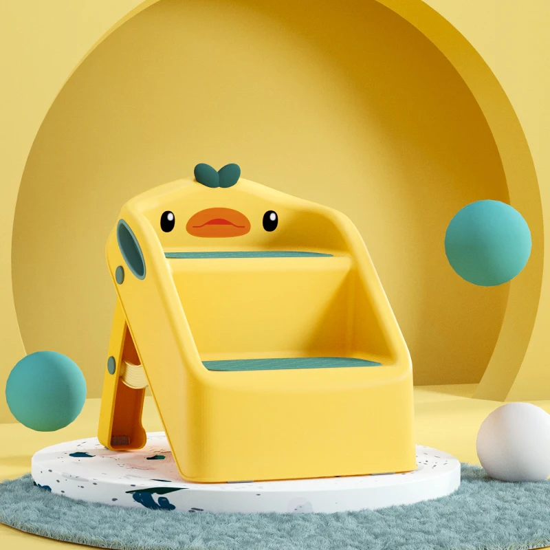 Cute Duck Shape Double Step Toilet Toddlers Baby Child Double Plastic Step Stool For Kids