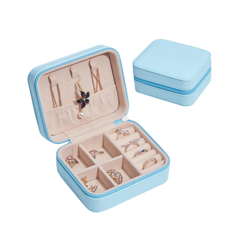 Portable Compact Wear-resisting PU Leather Jewelry Storage Box Jewelry Storage Box Mini