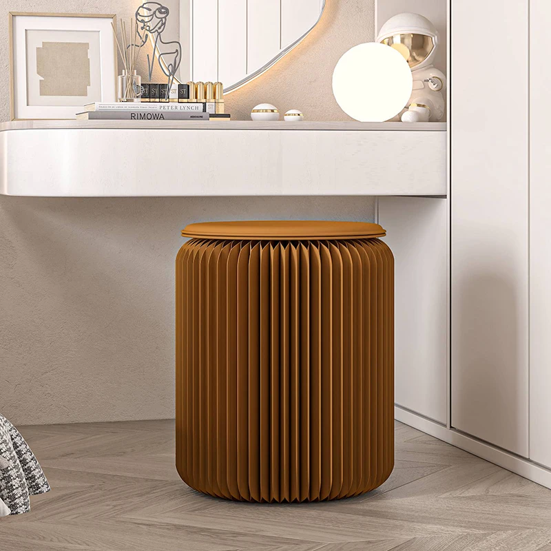 Brown Footstool Chair , Extra Seat for Bedroom, Bookstore, Office, Home Decoration Stone Foldable Stool