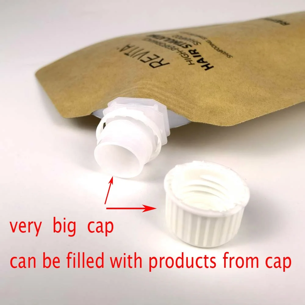 Custom Eco Friendly Sustainable Liquid Drink Packaging Spout Bag Biodegradable Brown Kraft Paper Spout Pouch Beverage Printed
