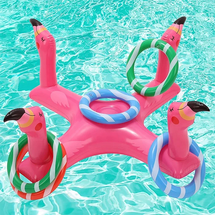 Summer Inflatable Flamingo Ring Game For Party Swimming Party Water Sport Fun Pool Floating Games Toys