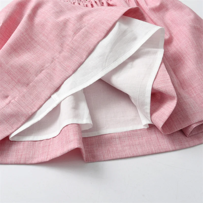 2024 In Stock Baby Girl Dresses Hand Smocked Linen Cotton Spanish Boutique Clothes Children Embroidery Summer Kids Dress