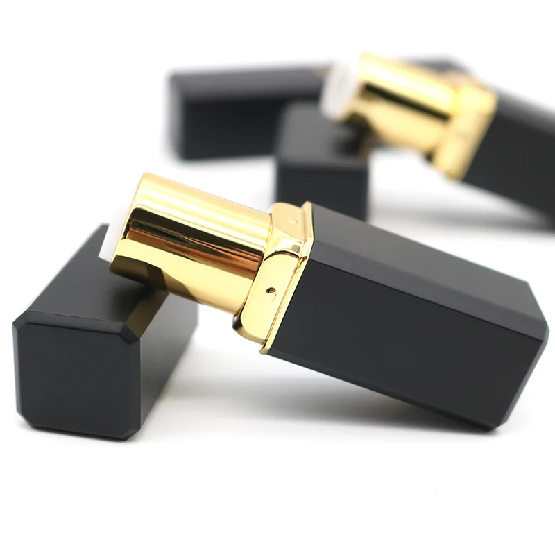 Customized Recyclable 12.1mm Black Golden Cosmetics Metal Lipstick Tube Empty Lip Balm Container Tube Cosmetic Packaging