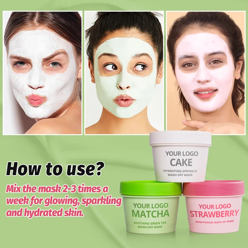 Amazon Top Seller Skincare Organic Shea Moisture Kaolin Whitening Acne Fruit Ice Cream Cake Clay Facial Mask