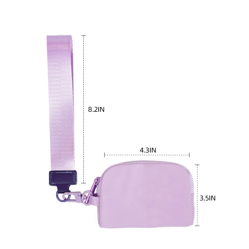 Key Ring Pouch Bag For Women Designer Mini Zip Wristlet Wallet Wholesale Nylon Dual Pouch Wristlet