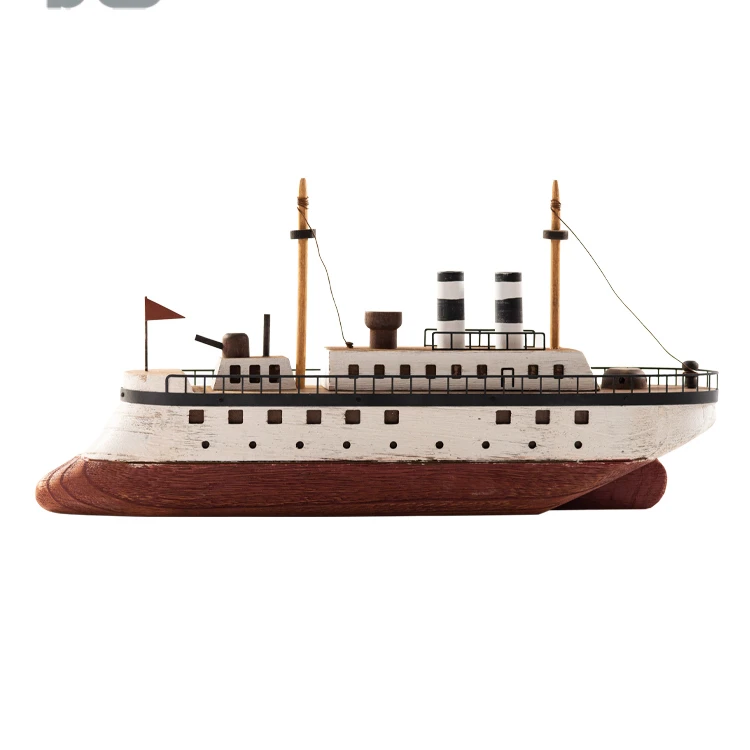 best seller new design retro handmade wooden boat with iron vintage table up boat home decoration boat