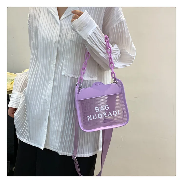 2024 New Fashion Internet Celebrity Transparent Bag Summer New Jelly Bag Niche Crossbody Bag Luxury Women Handbags