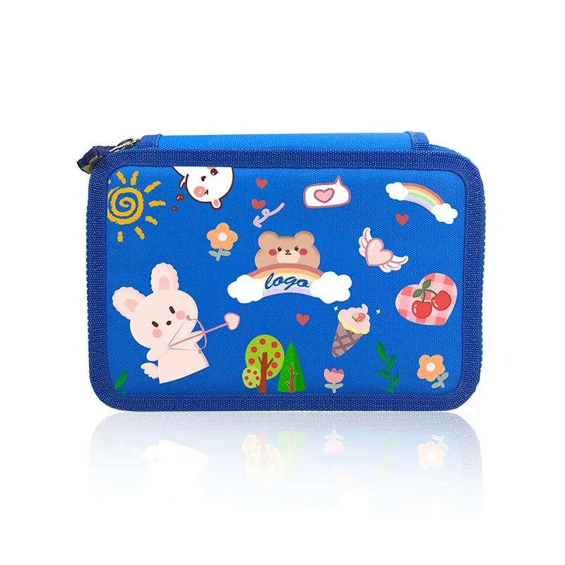 2/3/4 Layers Artist Large Capacity Handy Oxford Fabric Storage Organizer Pencil Case with Zipper Canvas Pen Case for Students