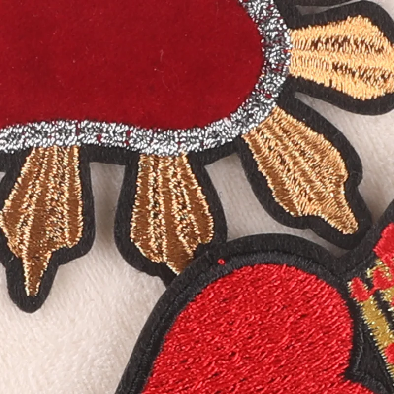 Designer Crown Sew on Embroidery Patches Heart Shape Full Embroidered Patch for Garment