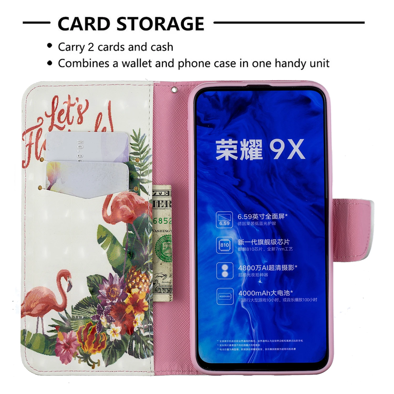 3D Painted Phone Cases For Honor 9X Pro Cover Magnetic Wallet Flip Leather Phone Bag For Huawei Honor 9 X 9xpro Coque