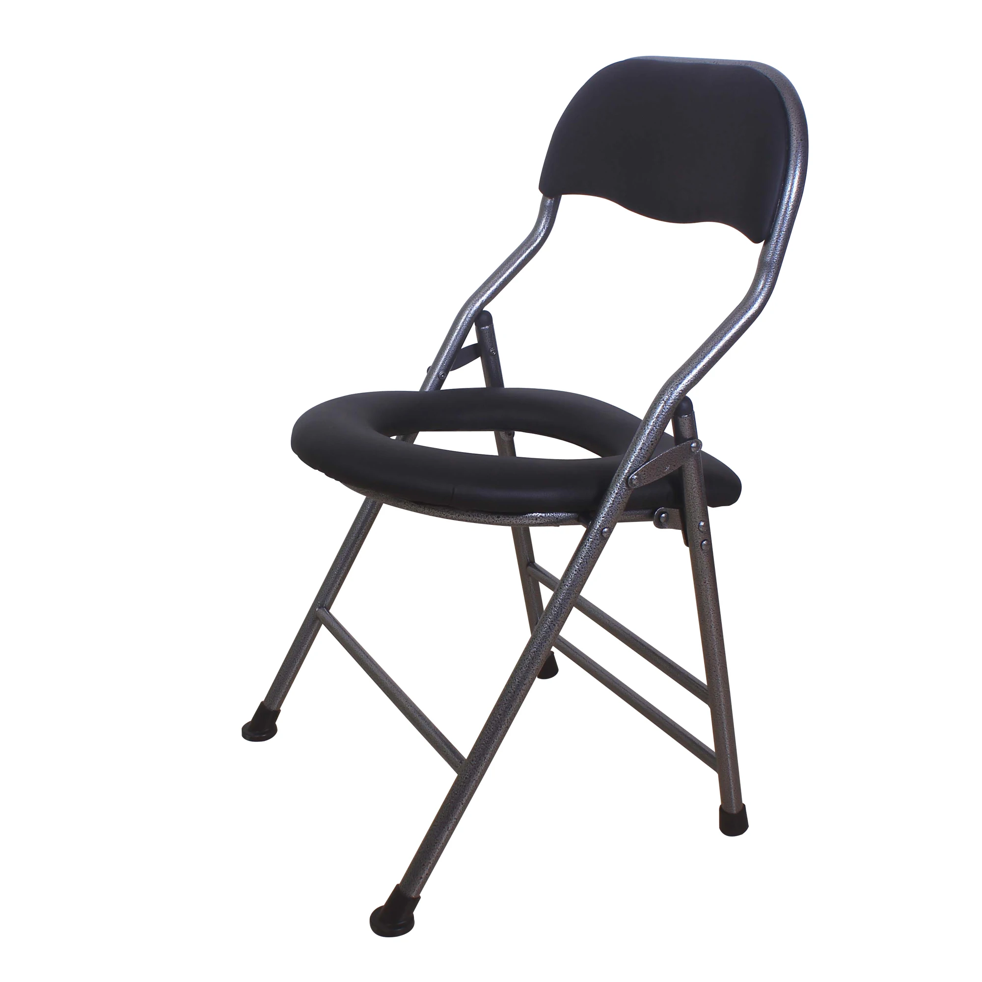 Folding Medical Bedside Commode with Removable Bucket for Handicap Elderly Camping Toilet Chair with Armrests and Backrest