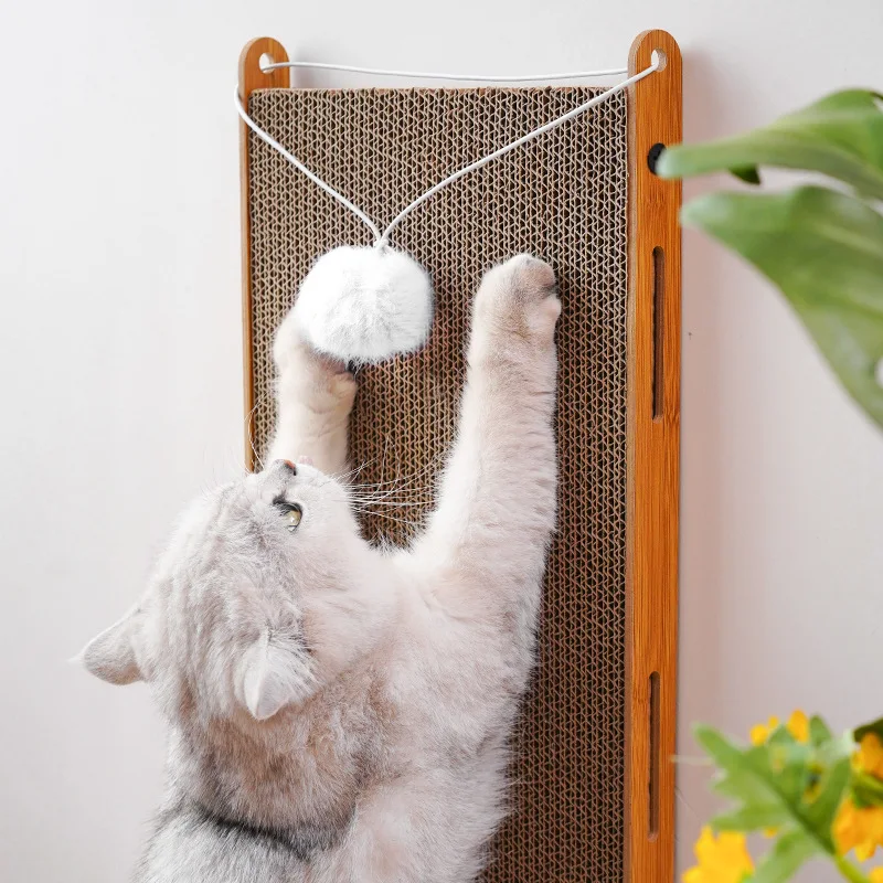 Wholesale Cat Scratching with Ball Toy High-Density Cat Scratching Boards Pads New Design L Shape Cat Scratcher Cardboard