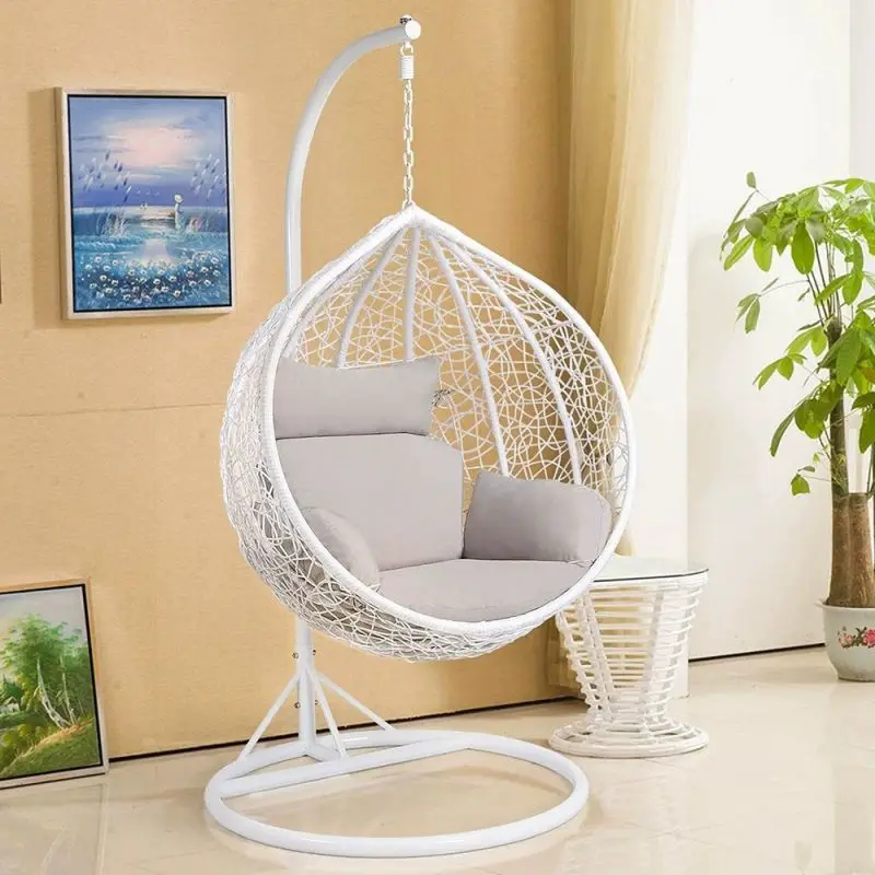 Patio Swing With Stand Outdoor Furniture Set Kids Adults Garden Relax Hammock Double Wicker Rattan Hanging Egg Swing Chair
