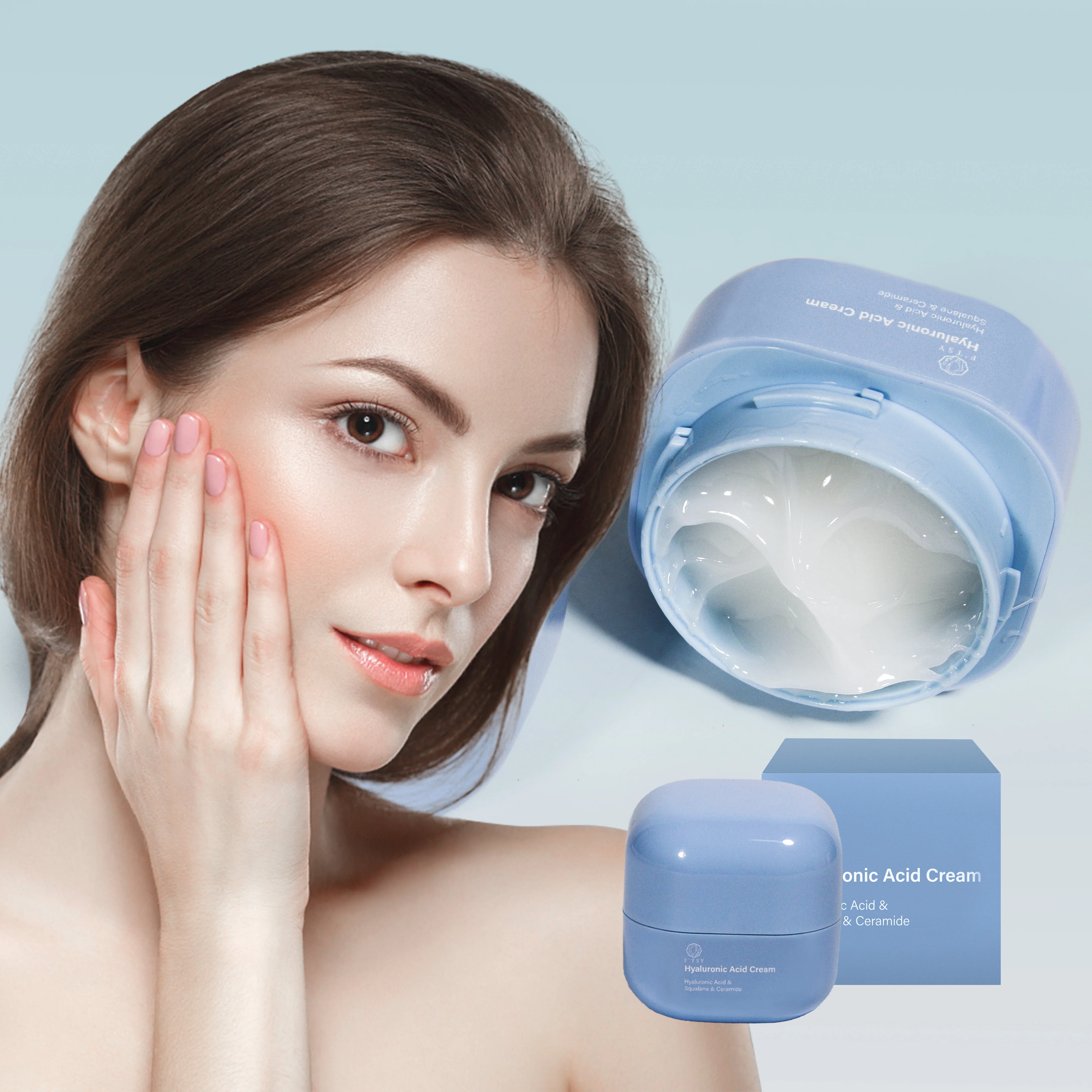 Private Label  Moisturizer Hyaluronic Acid Cream Smooth Skin Anti-Aging Day and Night Face Cream