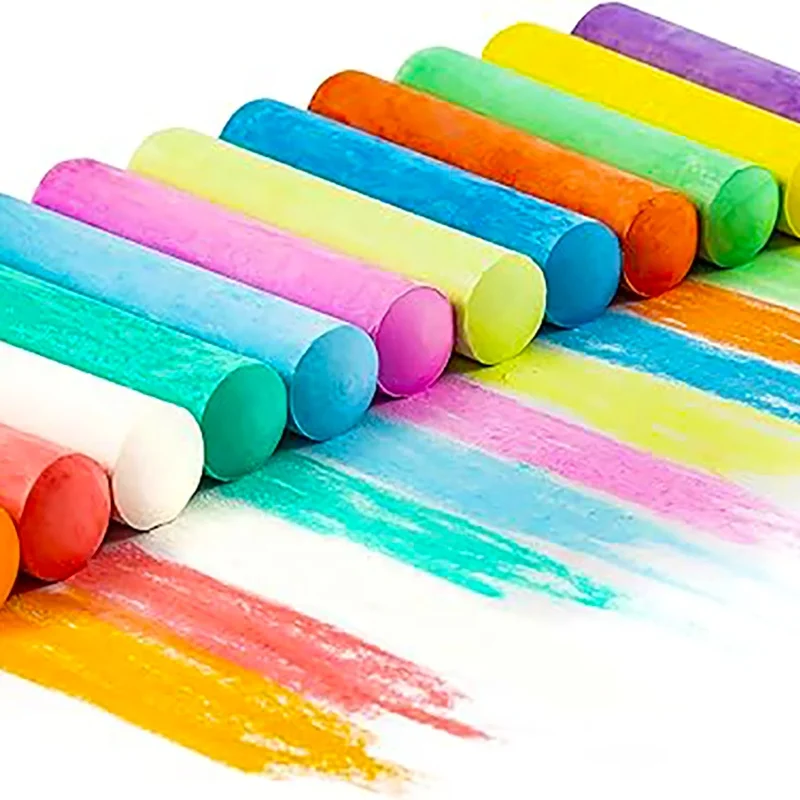 2024 Non Toxic Washable Custom Outdoor 20 Colors Washable Chalks School Blackboard Big Drawing Sidewalk Chalk With 4 Stencils