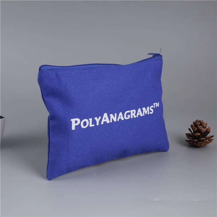 Custom Printed Cosmetic Bag Organic Cotton Canvas Plain Makeup Bag with Zipper