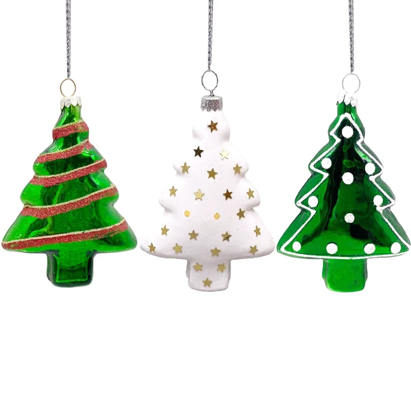 Multi Color New Crafts Christmas Tree Decorations Custom Hanging Handmade Glass Santa