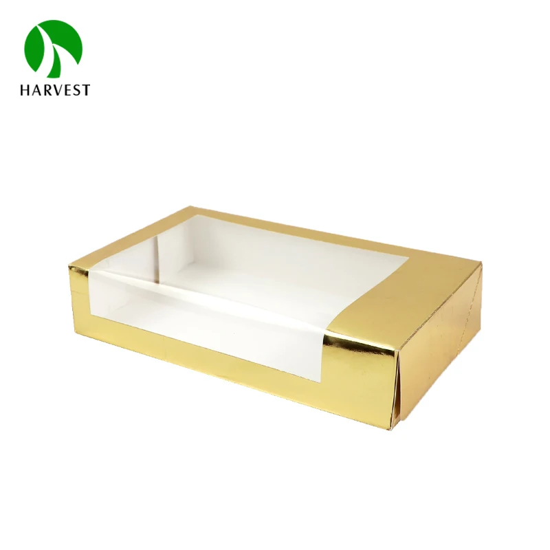 Disposable Takeaway Sushi Cuisine Display Box Coated Kraft Paper Gold Food Packaging Boxes For Restaurant
