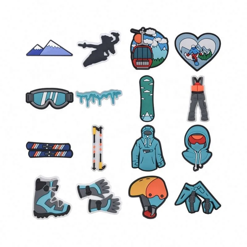 New Arrival Wholesale Skiing Skating Ice Hockey Clogs Charms Garden Shoes PVC Rubber Accessories Shoes Decorations